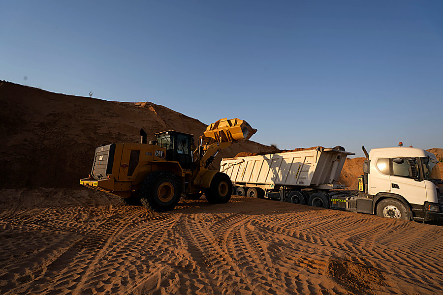 Sand stockpile being worked