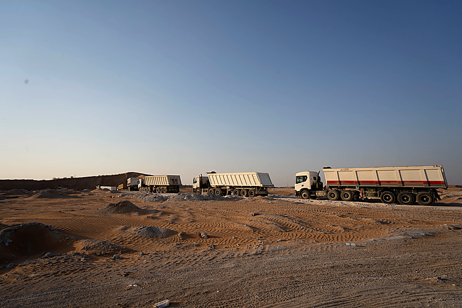 Trailers staged on site